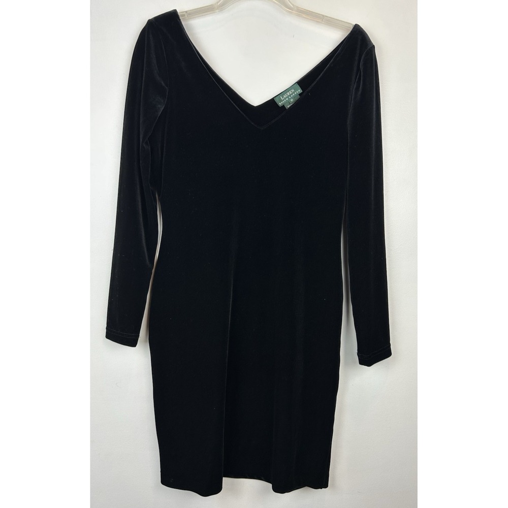 Ralph Lauren Cocktail Dress Womens Small Black Velvet Party LRL Event Holiday